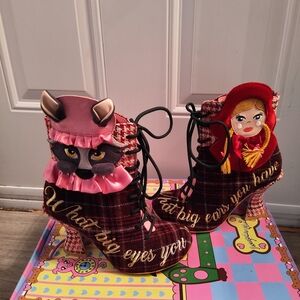 Irregular Choice Red and Pink Heeled Boots